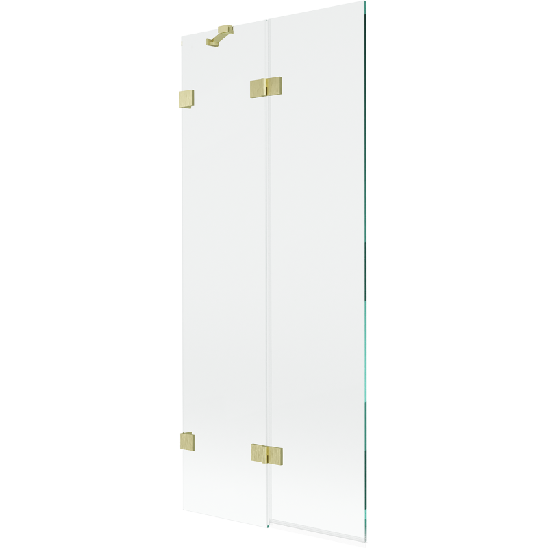 Mexen Lunar badwand 2-delig links 80 x 150 cm, transparant, geborsteld goud - 897-080-100-55-00-L