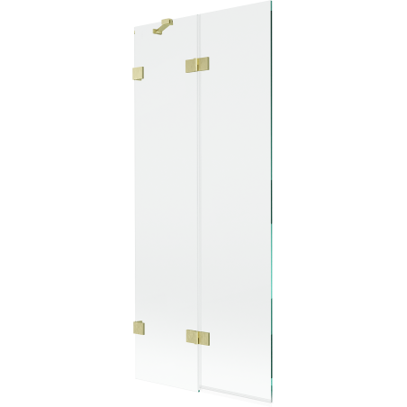 Mexen Lunar badwand 2-delig links 80 x 150 cm, transparant, geborsteld goud - 897-080-100-55-00-L