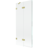 Mexen Lunar badwand 2-delig links 80 x 150 cm, transparant, geborsteld goud - 897-080-100-55-00-L