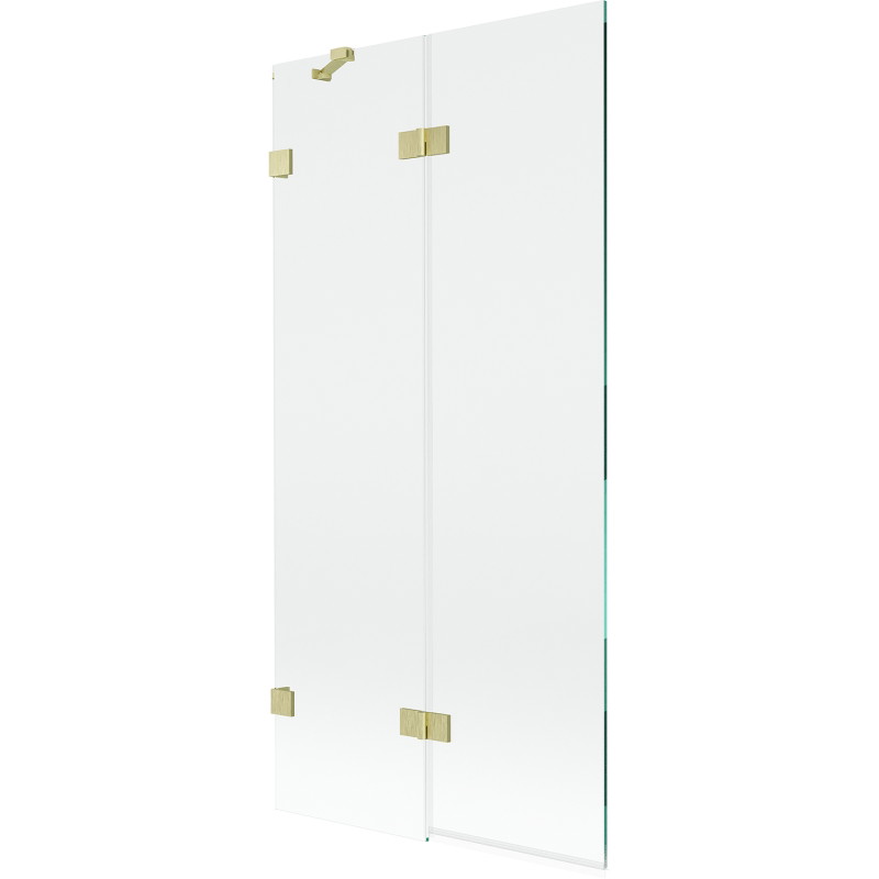 Mexen Lunar lijevi dvokrilni paravan za kadu 90 x 150 cm, proziran, zlatni brušeni - 897-090-100-55-00-L