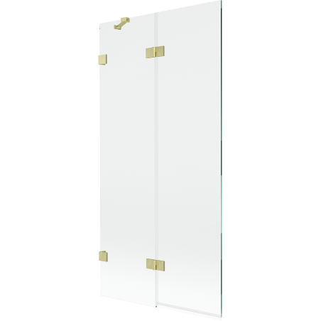 Mexen Lunar badwand 2-delige, links, 90 x 150 cm, transparant, geborsteld goud - 897-090-100-55-00-L