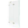 Mexen Lunar badwand 2-delige, links, 90 x 150 cm, transparant, geborsteld goud - 897-090-100-55-00-L