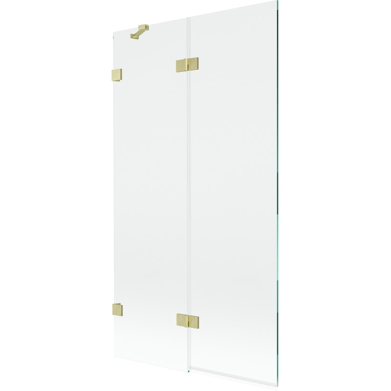 Mexen Lunar 2-panel left-side bath screen 100 x 150 cm, transparent, brushed gold - 897-100-100-55-00-L