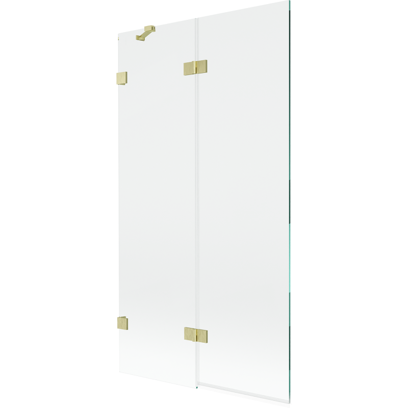 Mexen Lunar paratia da bagno a 2 ante sinistra 100 x 150 cm, trasparente, oro spazzolato - 897-100-100-55-00-L