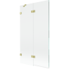 Mexen Lunar Badewannenabtrennung 2-flügelig links 100 x 150 cm, transparent, gold gebürstet - 897-100-100-55-00-L