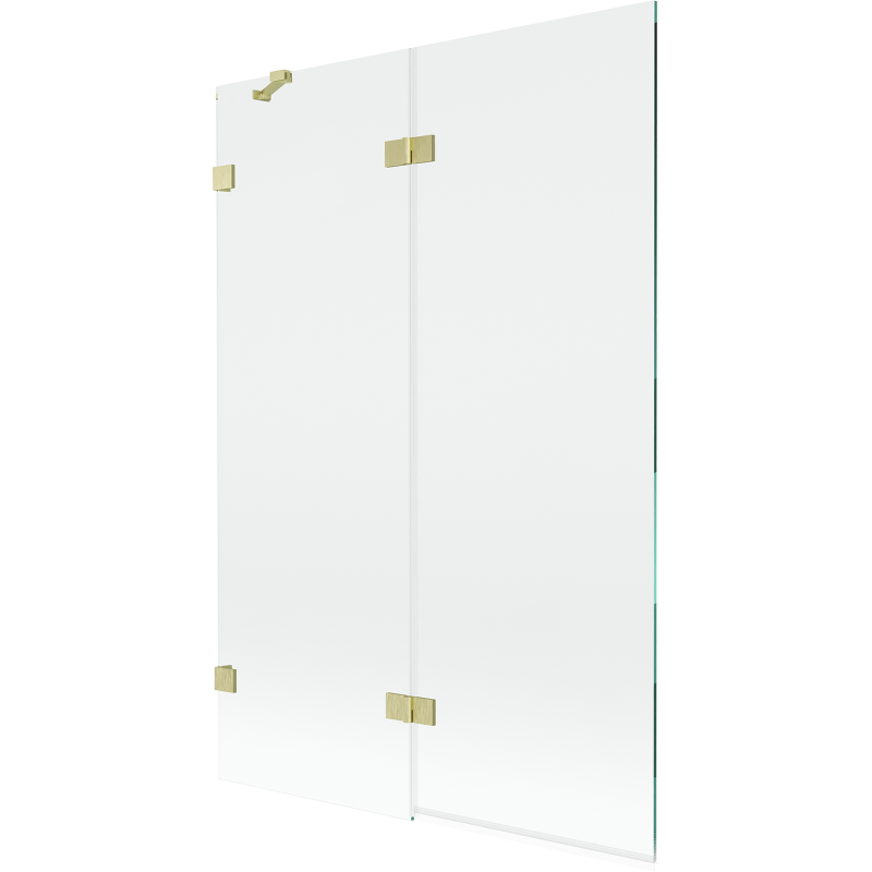 Mexen Lunar Duschwand 2-flügelig links 120 x 150 cm, transparent, gebürstetes Gold - 897-120-100-55-00-L