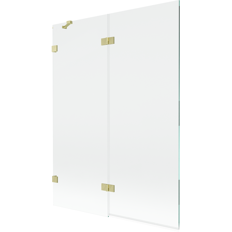Mexen Lunar Duschwand 2-flügelig links 130 x 150 cm, transparent, gebürstetes Gold - 897-130-100-55-00-L