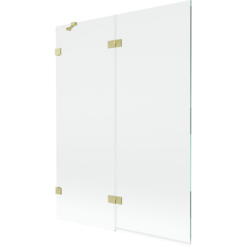 Mexen Lunar paravan za kadu 2-krilni lijevi 130 x 150 cm, proziran, zlatni brušeni - 897-130-100-55-00-L