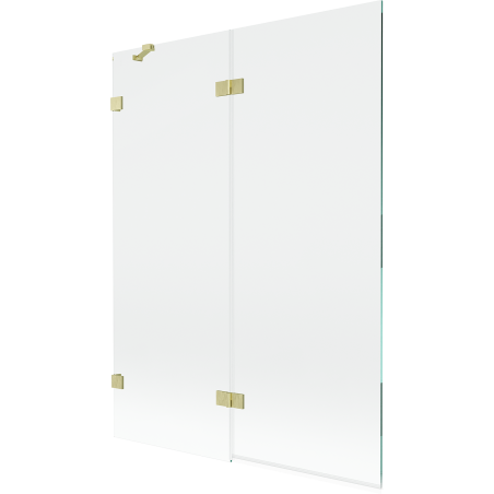Mexen Lunar Duschwand 2-flügelig links 130 x 150 cm, transparent, gebürstetes Gold - 897-130-100-55-00-L