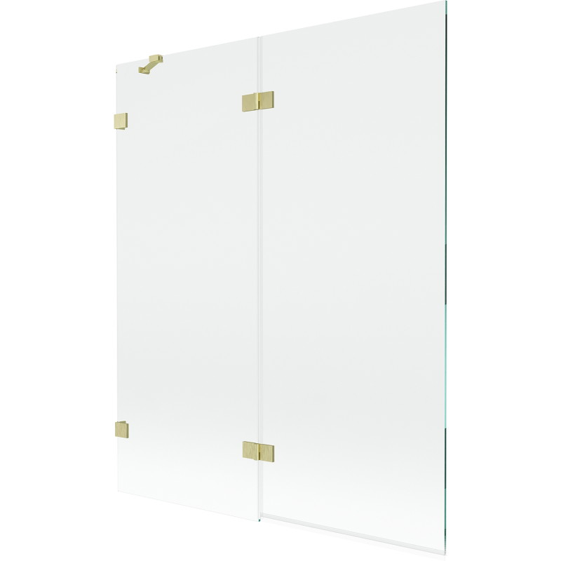 Mexen Lunar kahepoolne vasak vanniparavan 140 x 150 cm, läbipaistev, kuldne harjatud - 897-140-100-55-00-L