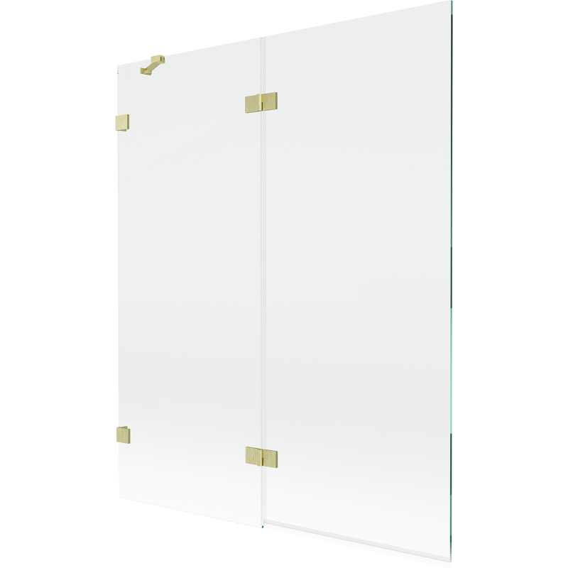 Mexen Lunar Wannenfaltwand 2-teilig links 140 x 150 cm, transparent, gebürstetes Gold - 897-140-100-55-00-L
