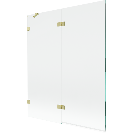 Mexen Lunar mampara de baño plegable de 2 paneles izquierda 140 x 150 cm, transparente, dorado cepillado - 897-140-100-55-00-L