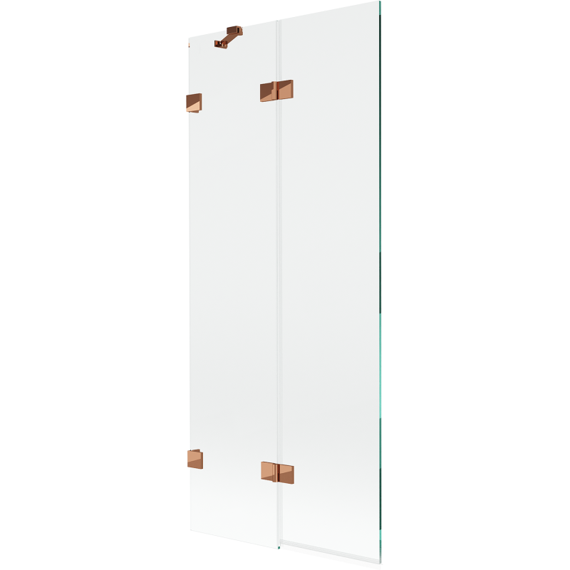 Mexen Lunar paroi de baignoire à 2 volets gauche 80 x 150 cm, transparent, or rose - 897-080-100-60-00-L