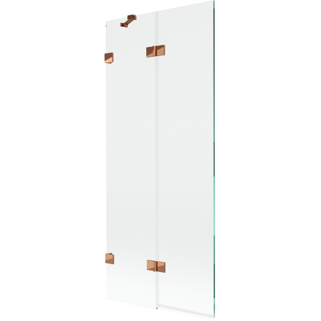 Mexen Lunar paravento da vasca a 2 ante sinistro 80 x 150 cm, trasparente, oro rosa - 897-080-100-60-00-L