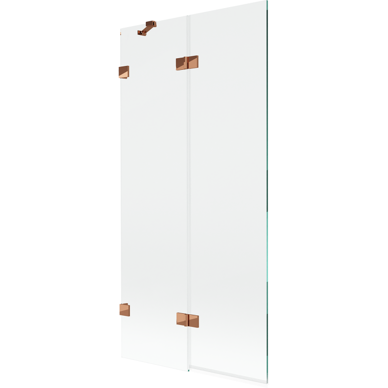 Mexen Lunar paravento da vasca 2 ante sinistro 90 x 150 cm, trasparente, oro rosa - 897-090-100-60-00-L