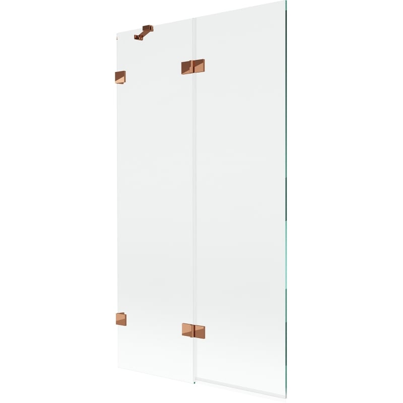 Mexen Lunar lijevi dvokrilni paravan za kadu 100 x 150 cm, prozirni, ružičasto zlato - 897-100-100-60-00-L