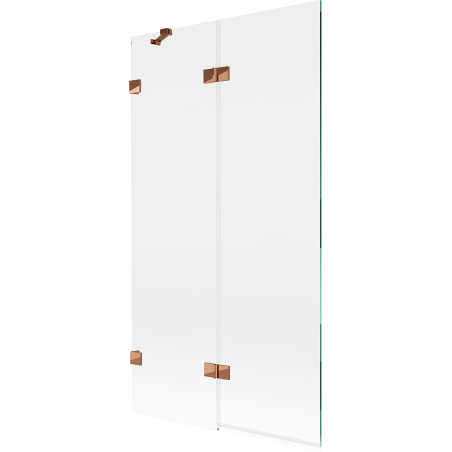 Mexen Lunar lijevi dvokrilni paravan za kadu 100 x 150 cm, prozirni, ružičasto zlato - 897-100-100-60-00-L