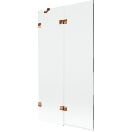 Mexen Lunar paratia per vasca da bagno a 2 ante sinistra 100 x 150 cm, trasparente, oro rosa - 897-100-100-60-00-L