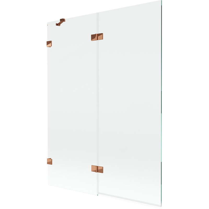 Mexen Lunar Duschtrennwand 2-flügelig links 130 x 150 cm, transparent, Roségold - 897-130-100-60-00-L