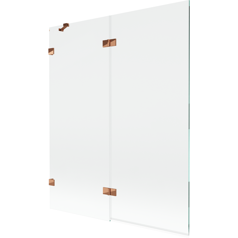 Mexen Lunar Duschabtrennung 2-flügelig links 140 x 150 cm, transparent, Roségold - 897-140-100-60-00-L