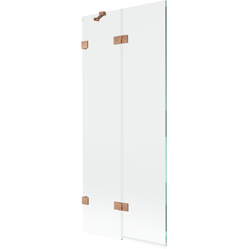 Mexen Lunar parapeito de banho de 2 painéis esquerdo 80 x 150 cm, transparente, cobre escovado - 897-080-100-65-00-L