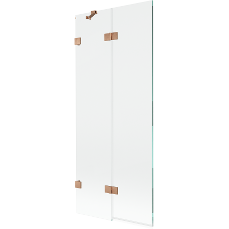 Mexen Lunar Badewannenabtrennung 2-flügelig links 80 x 150 cm, transparent, gebürstetes Kupfer - 897-080-100-65-00-L