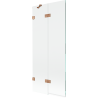 Mexen Lunar Badewannenabtrennung 2-flügelig links 80 x 150 cm, transparent, gebürstetes Kupfer - 897-080-100-65-00-L