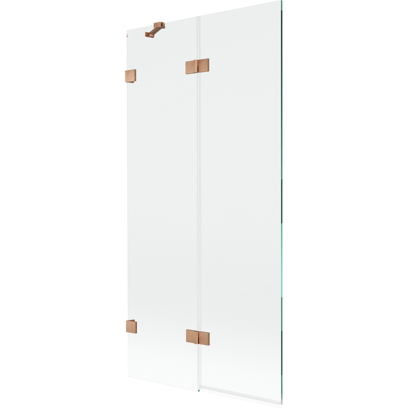 Mexen Lunar paroi de baignoire 2 volets gauche 90 x 150 cm, transparent, cuivre brossé - 897-090-100-65-00-L