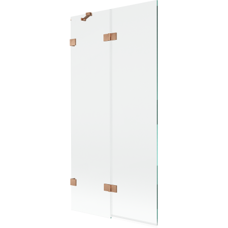Mexen Lunar 2-panel left folding bath screen 90 x 150 cm, transparent, brushed copper - 897-090-100-65-00-L
