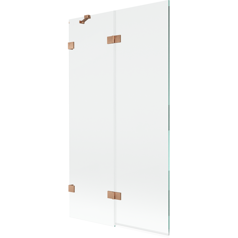 Mexen Lunar Badewannenfaltwand 2-flügelig links 100 x 150 cm, transparent, gebürstetes Kupfer - 897-100-100-65-00-L
