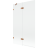 Mexen Lunar tuš paravan 2-krilni lijevi 110 x 150 cm, proziran, brušena bakar - 897-110-100-65-00-L