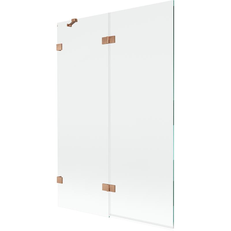 Mexen Lunar tvådelad duschskärm vänster 120 x 150 cm, transparent, borstad koppar - 897-120-100-65-00-L