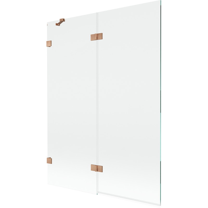 Mexen Lunar 2-osaline vasakpoolne vannisirm 130 x 150 cm, läbipaistev, harjatud vask - 897-130-100-65-00-L