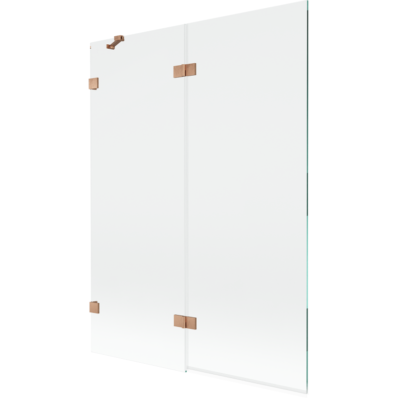 Mexen Lunar Badewannen-Paravent 2-flügelig links 130 x 150 cm, transparent, gebürstetes Kupfer - 897-130-100-65-00-L