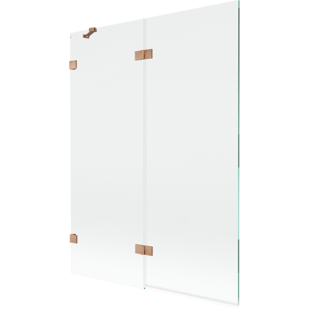 Mexen Lunar Badewannen-Paravent 2-flügelig links 130 x 150 cm, transparent, gebürstetes Kupfer - 897-130-100-65-00-L