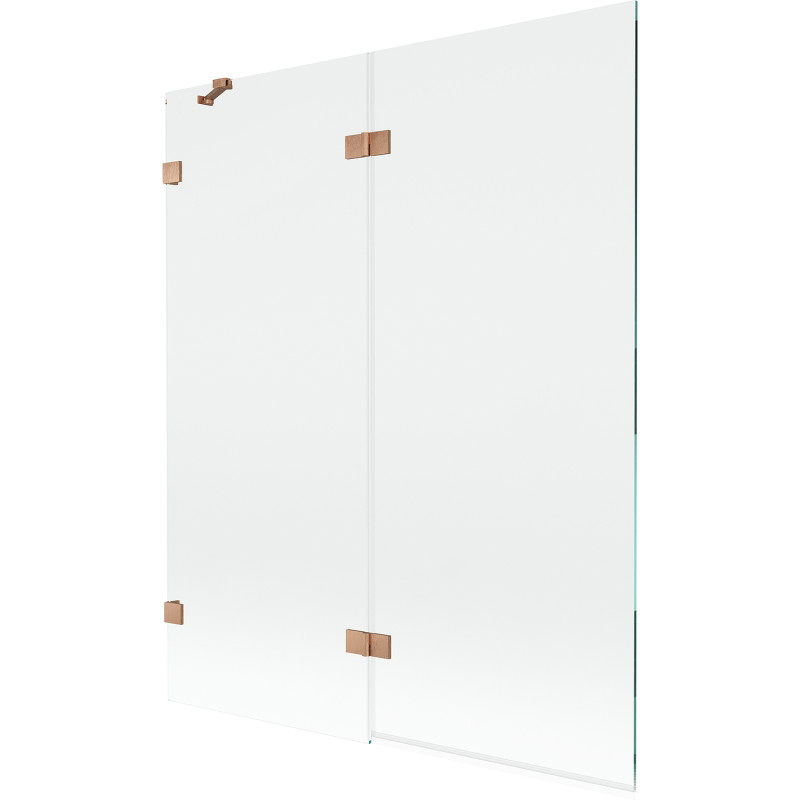 Mexen Lunar vannitoavann 2-tiivaline vasak 140 x 150 cm, läbipaistev, harjatud vask - 897-140-100-65-00-L