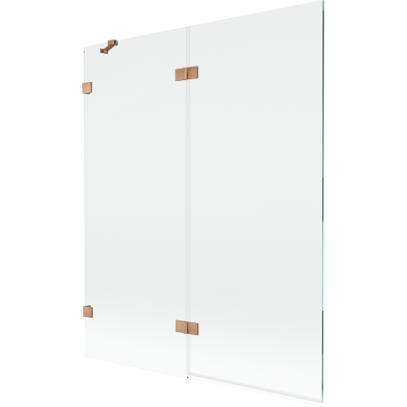 Mexen Lunar paroi de baignoire à 2 volets côté gauche 140 x 150 cm, transparent, cuivre brossé - 897-140-100-65-00-L