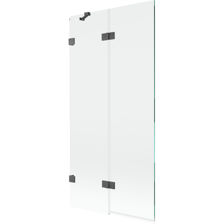 Mexen Lunar Badefaltwand 2-flügelig links 90 x 150 cm, transparent, gebürstetes Gun Gray - 897-090-100-66-00-L