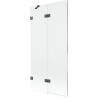Mexen Lunar Badefaltwand 2-flügelig links 90 x 150 cm, transparent, gebürstetes Gun Gray - 897-090-100-66-00-L