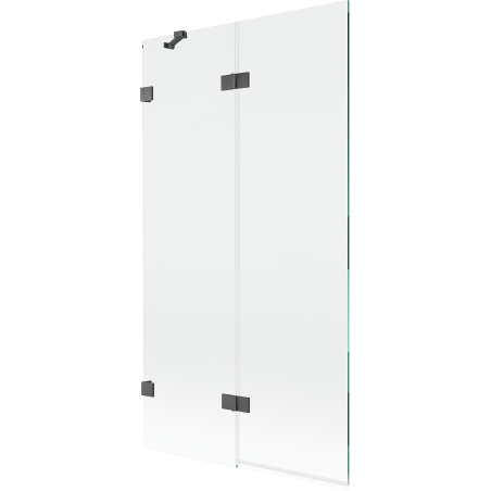 Mexen Lunar 2-wing Bath Screen Left 100 x 150 cm, Transparent, Brushed Gun Gray - 897-100-100-66-00-L