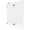 Mexen Lunar badwand 2-delig links 130 x 150 cm, transparant, geborsteld pistoolgrijs - 897-130-100-66-00-L