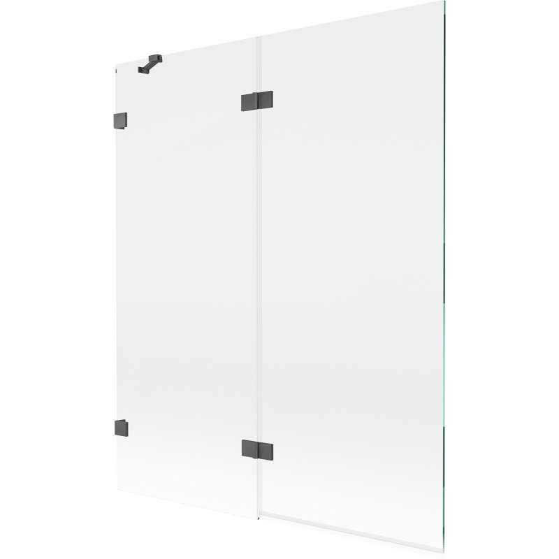 Mexen Lunar 2-Wing Left Bath Screen 140 x 150 cm, Transparent, Brushed Gun Gray - 897-140-100-66-00-L