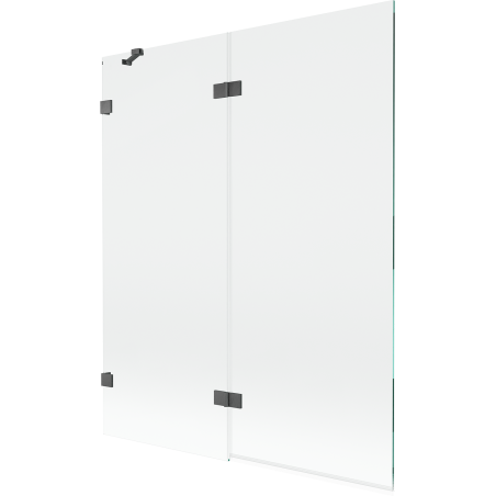 Mexen Lunar 2-Wing Left Bath Screen 140 x 150 cm, Transparent, Brushed Gun Gray - 897-140-100-66-00-L