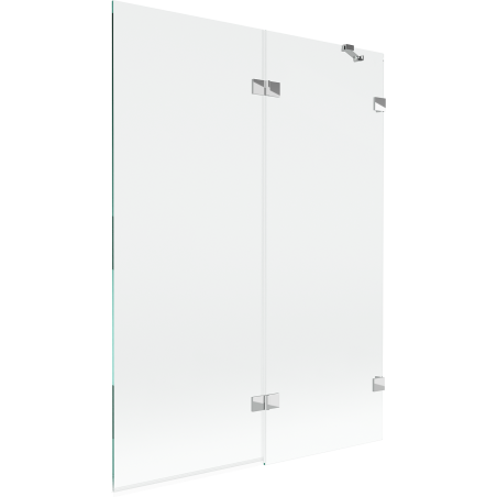 Mexen Lunar paroi de baignoire 2 panneaux droit 130 x 150 cm, transparent, chrome - 897-130-100-01-00-P