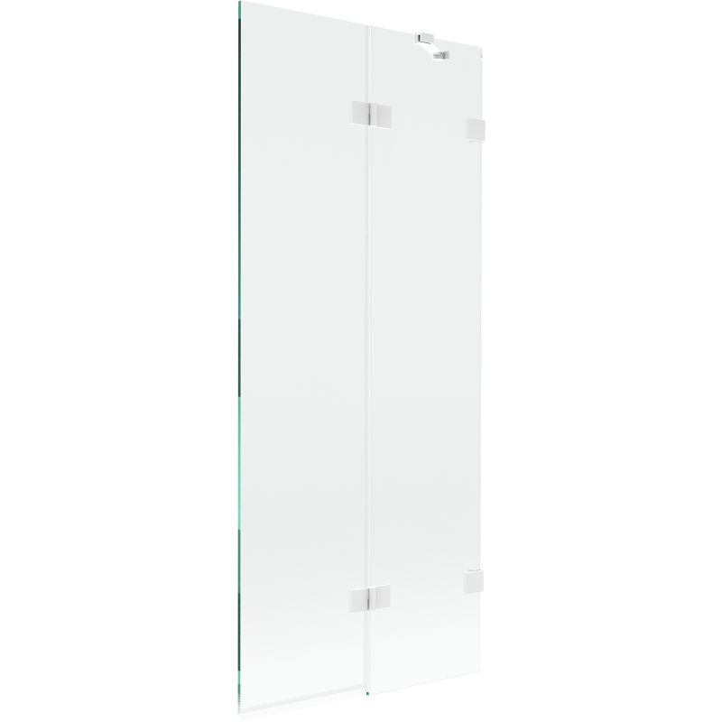 Mexen Lunar parapeito de banho de 2 painéis, direito 80 x 150 cm, transparente, branco - 897-080-100-20-00-P