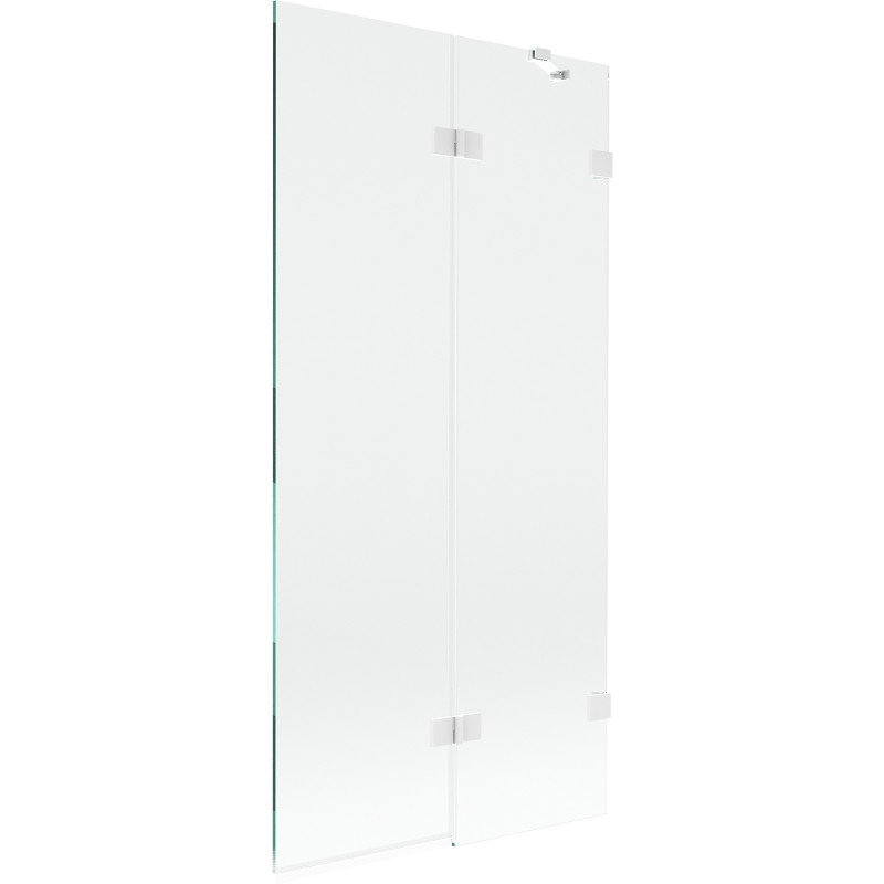Mexen Lunar dvodijelna paravana za kadu desna 90 x 150 cm, prozirna, bijela - 897-090-100-20-00-P