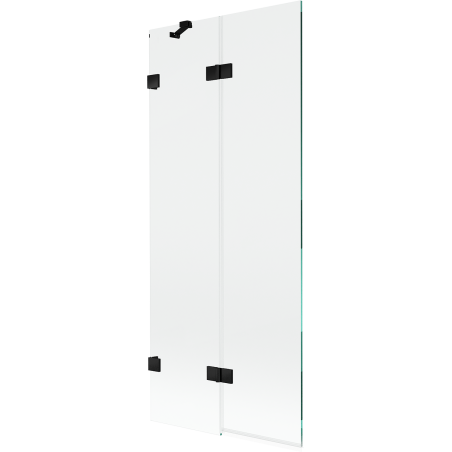 Mexen Lunar zweeflügegt Badduschdrapp le' 80 x 150 cm, transparan, schwaarz - 897-080-100-70-00-L