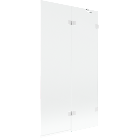 Mexen Lunar parawan nawannowy 2-skrzydłowy prawy 100 x 150 cm, transparent, biały - 897-100-100-20-00-P