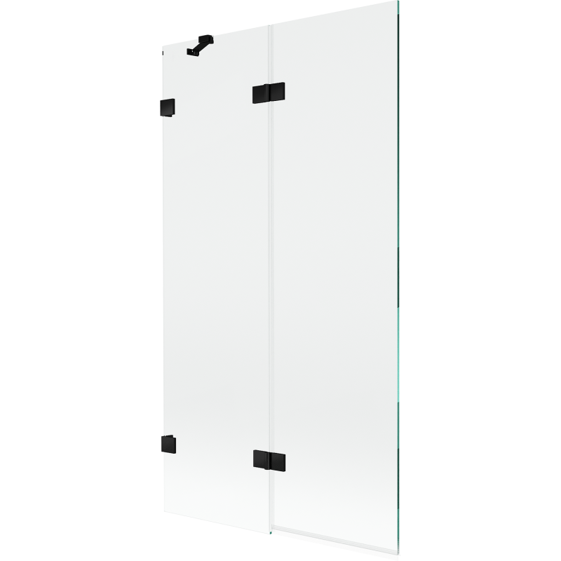 Mexen Lunar paravento vasca da bagno a 2 ante sinistro 100 x 150 cm, trasparente, nero - 897-100-100-70-00-L