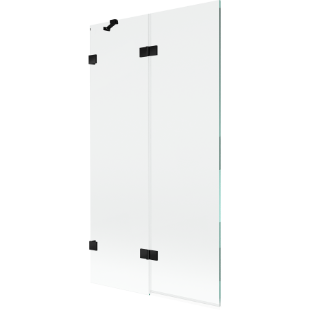 Mexen Lunar paravan za kad 2-krilni levi 100 x 150 cm, prozoren, črn - 897-100-100-70-00-L